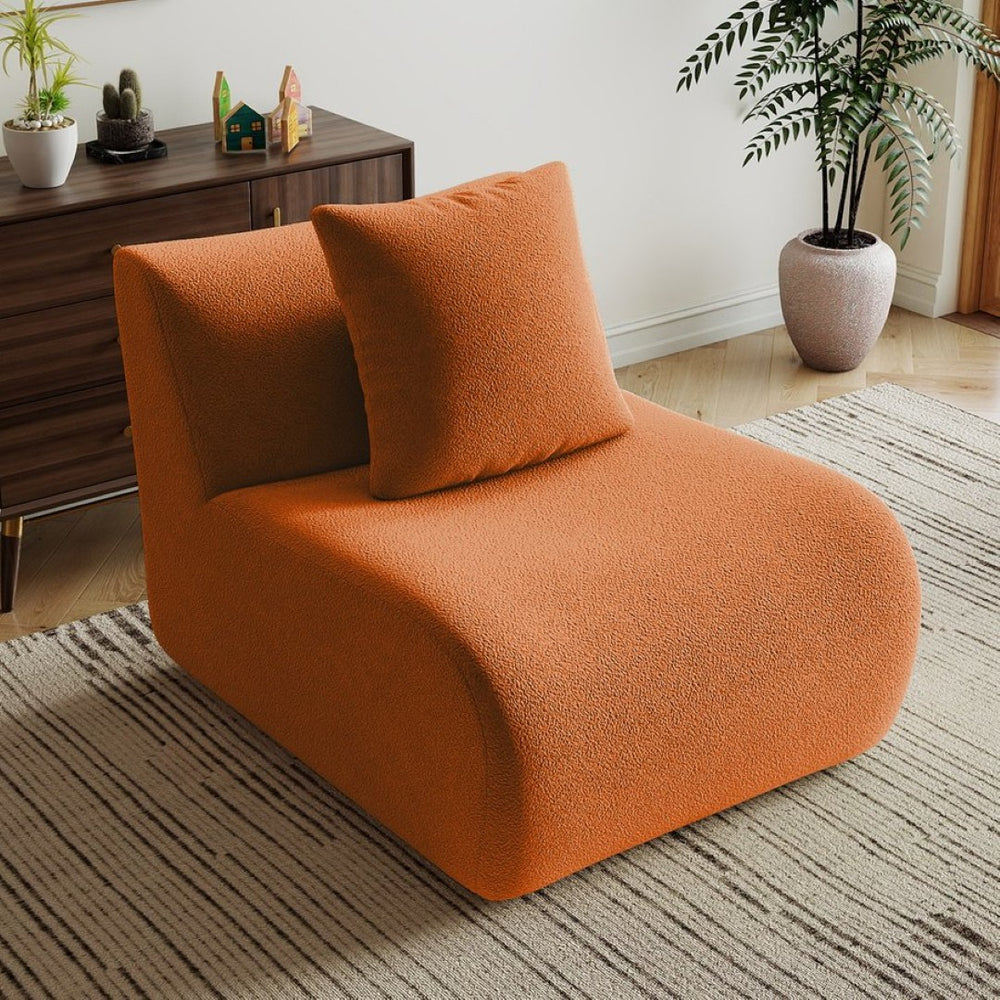 English Elm Armless Modular Sofa Unit Plush Teddy Upholstery for Flexible Sectional Living Room Layouts Orange W714P357250