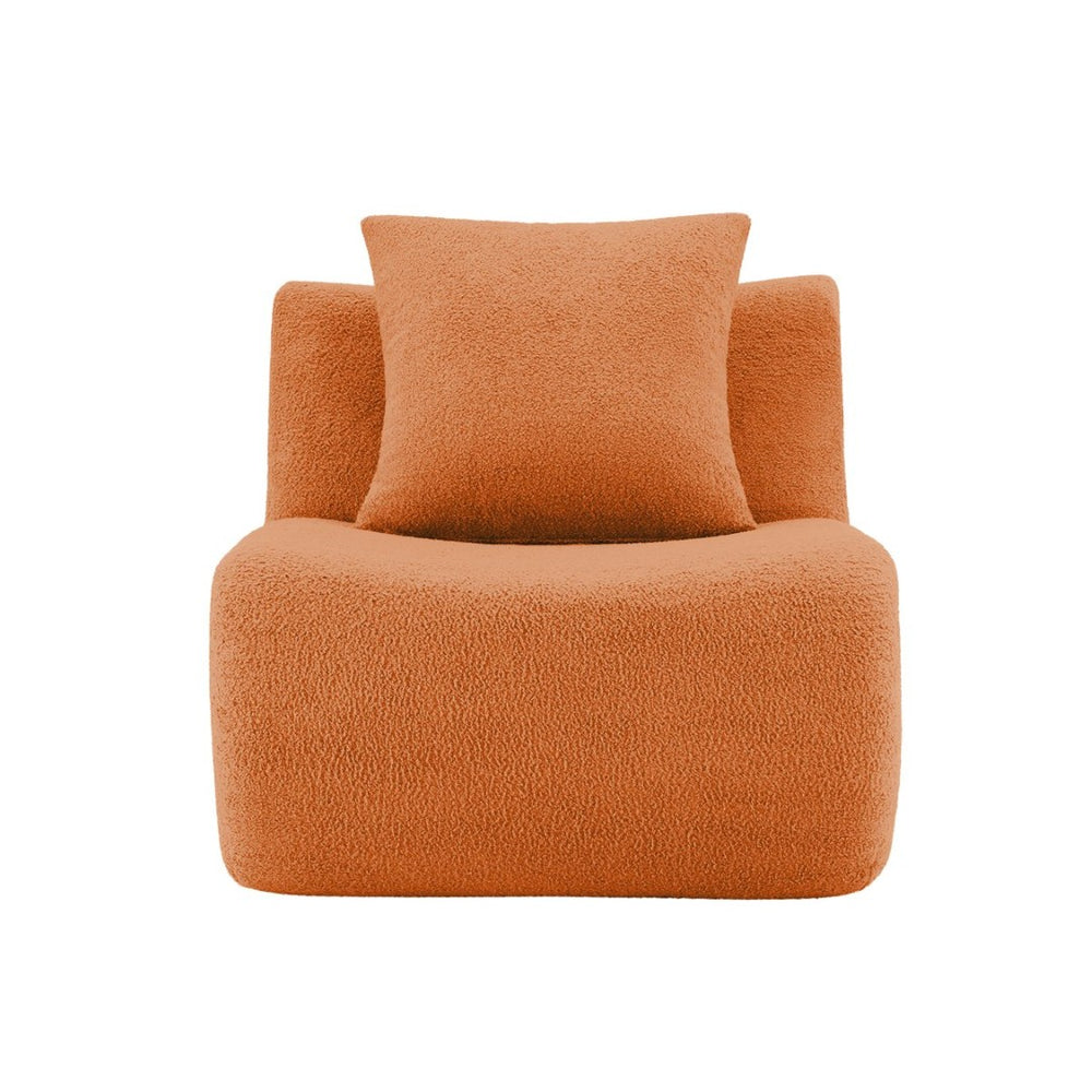 English Elm Armless Modular Sofa Unit Plush Teddy Upholstery for Flexible Sectional Living Room Layouts Orange W714P357250