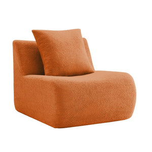 English Elm Armless Modular Sofa Unit Plush Teddy Upholstery for Flexible Sectional Living Room Layouts Orange W714P357250
