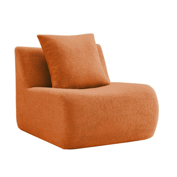 English Elm Armless Modular Sofa Unit Plush Teddy Upholstery for Flexible Sectional Living Room Layouts Orange W714P357250