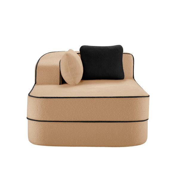 English Elm Elysees Cloud Soft Teddy Velvet Sectional Sofa with Adjustable Recline for Living Room Camel Left Chaise W714P360821