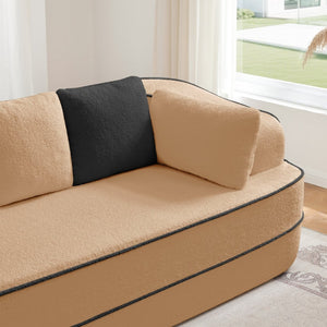 English Elm Elysees Cloud Soft Teddy Velvet Sectional Sofa with Adjustable Recline for Living Room Camel Left Chaise W714P360821