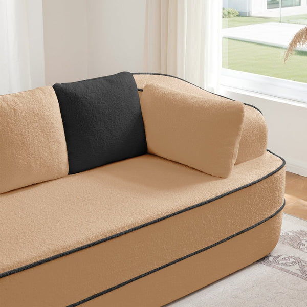 English Elm Elysees Cloud Soft Teddy Velvet Sectional Sofa with Adjustable Recline for Living Room Camel Left Chaise W714P360821