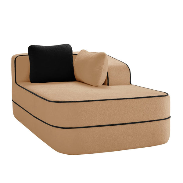 English Elm Elysees Cloud Soft Teddy Velvet Sectional Sofa with Adjustable Recline for Living Room Camel Right Chaise W714P360825