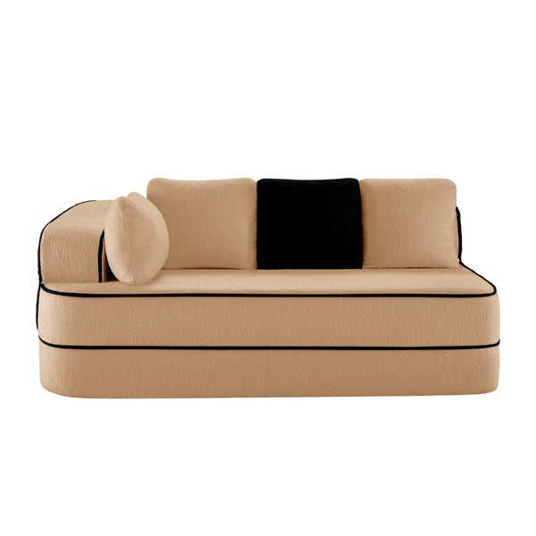 English Elm Elysees Modular Cloud Sofa Plush Teddy Velvet Ergonomic Living Room Seating Camel Left 2-seater W714P360829