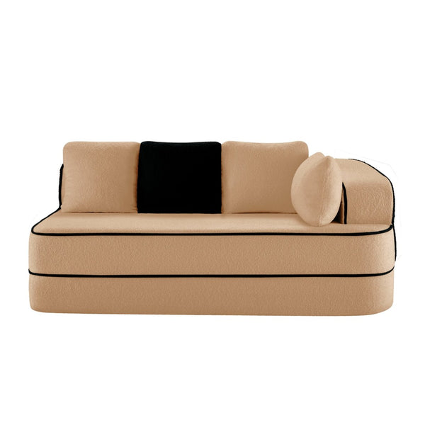 English Elm Elysees Modular Cloud Sofa Plush Teddy Velvet Ergonomic Living Room Seating Camel Right 2-seater W714P360831