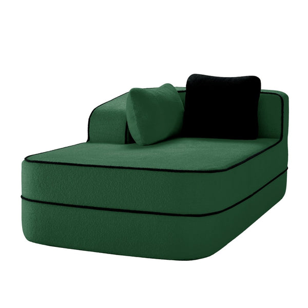 English Elm Elysees Cloud Soft Teddy Velvet Sectional Sofa with Adjustable Recline for Living Room Green Left Chaise W714P360839