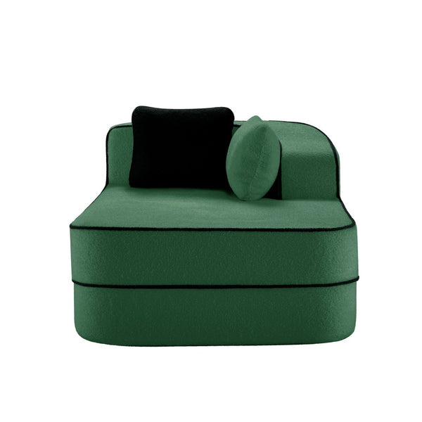 English Elm Elysees Cloud Soft Teddy Velvet Sectional Sofa with Adjustable Recline for Living Room Green Right Chaise W714P360848