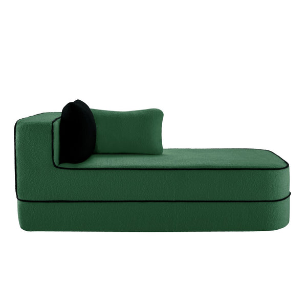 English Elm Elysees Cloud Soft Teddy Velvet Sectional Sofa with Adjustable Recline for Living Room Green Right Chaise W714P360848