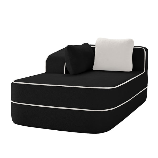 English Elm Elysees Cloud Soft Teddy Velvet Sectional Sofa with Adjustable Recline for Living Room Black Left Chaise W714P360853