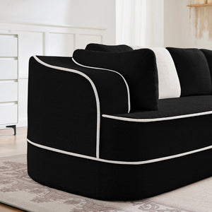 English Elm Elysees Cloud Soft Teddy Velvet Sectional Sofa with Adjustable Recline for Living Room Black Left Chaise W714P360853