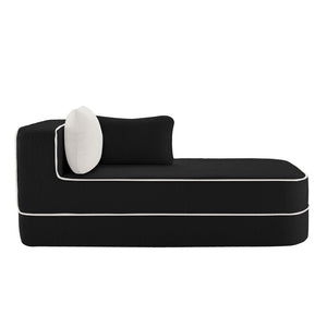 English Elm Elysees Cloud Soft Teddy Velvet Sectional Sofa with Adjustable Recline for Living Room Black Right Chaise W714P360868