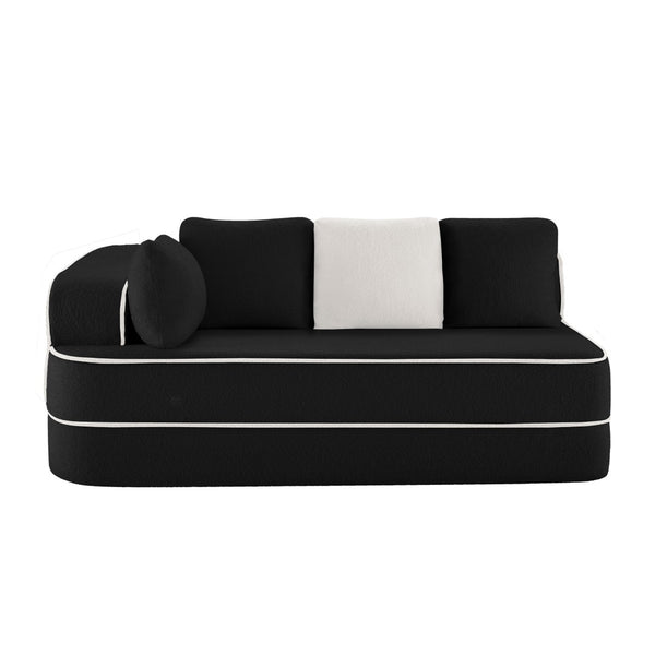 English Elm Elysees Modular Cloud Sofa Plush Teddy Velvet Ergonomic Living Room Seating Black Left 2-seater W714P360890