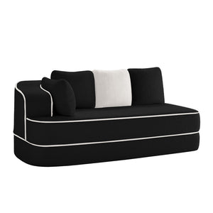 English Elm Elysees Modular Cloud Sofa Plush Teddy Velvet Ergonomic Living Room Seating Black Left 2-seater W714P360890