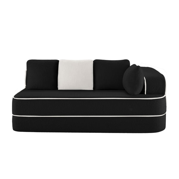 English Elm Elysees Modular Cloud Sofa Plush Teddy Velvet Ergonomic Living Room Seating Black Right 2-seater W714P360894