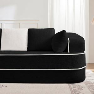 English Elm Elysees Modular Cloud Sofa Plush Teddy Velvet Ergonomic Living Room Seating Black Right 2-seater W714P360894
