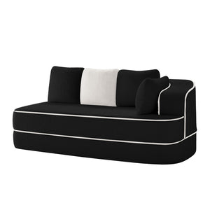 English Elm Elysees Modular Cloud Sofa Plush Teddy Velvet Ergonomic Living Room Seating Black Right 2-seater W714P360894