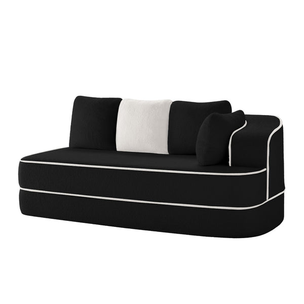 English Elm Elysees Modular Cloud Sofa Plush Teddy Velvet Ergonomic Living Room Seating Black Right 2-seater W714P360894