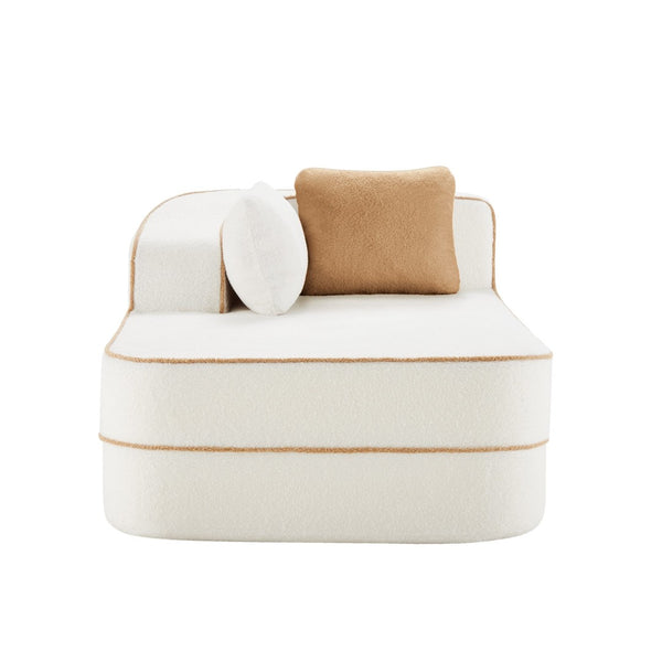 English Elm Elysees Cloud Soft Teddy Velvet Sectional Sofa with Adjustable Recline for Living Room White Left Chaise W714P360897