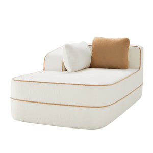 English Elm Elysees Cloud Soft Teddy Velvet Sectional Sofa with Adjustable Recline for Living Room White Left Chaise W714P360897