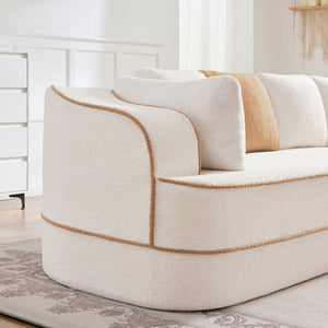 English Elm Elysees Cloud Soft Teddy Velvet Sectional Sofa with Adjustable Recline for Living Room White Left Chaise W714P360897