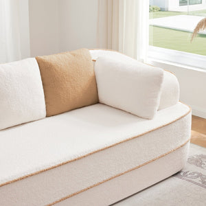 English Elm Elysees Cloud Soft Teddy Velvet Sectional Sofa with Adjustable Recline for Living Room White Left Chaise W714P360897
