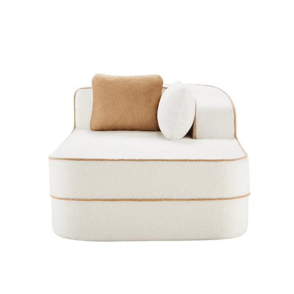 English Elm Elysees Cloud Soft Teddy Velvet Sectional Sofa with Adjustable Recline for Living Room White Right Chaise W714P360900