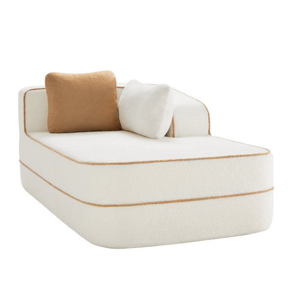 English Elm Elysees Cloud Soft Teddy Velvet Sectional Sofa with Adjustable Recline for Living Room White Right Chaise W714P360900