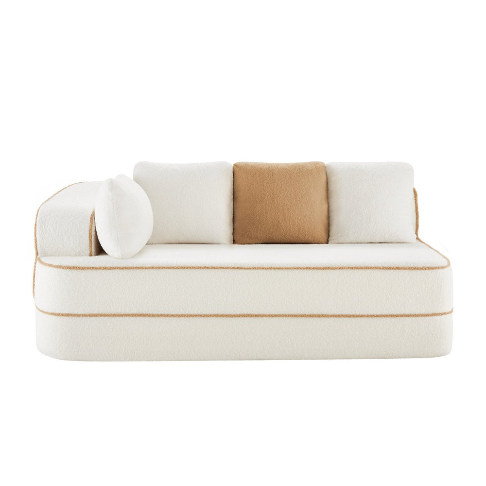 English Elm Elysees Modular Cloud Sofa Plush Teddy Velvet Ergonomic Living Room Seating White Left 2-seater W714P360904