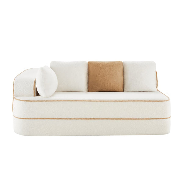 English Elm Elysees Modular Cloud Sofa Plush Teddy Velvet Ergonomic Living Room Seating White Left 2-seater W714P360904