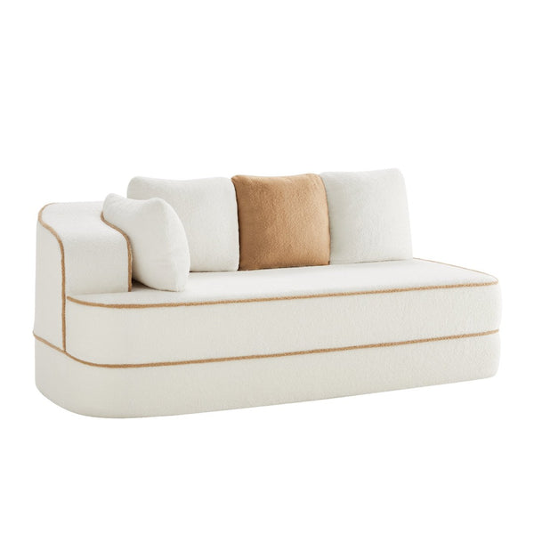 English Elm Elysees Modular Cloud Sofa Plush Teddy Velvet Ergonomic Living Room Seating White Left 2-seater W714P360904