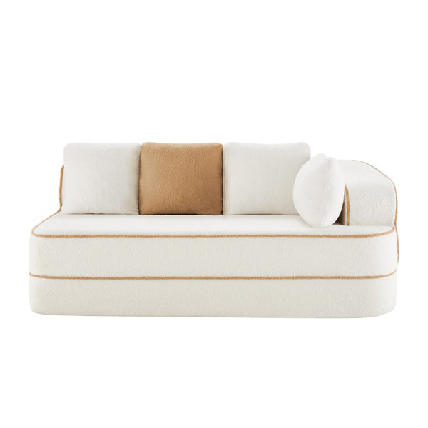English Elm Elysees Modular Cloud Sofa Plush Teddy Velvet Ergonomic Living Room Seating White Right 2-seater W714P360905