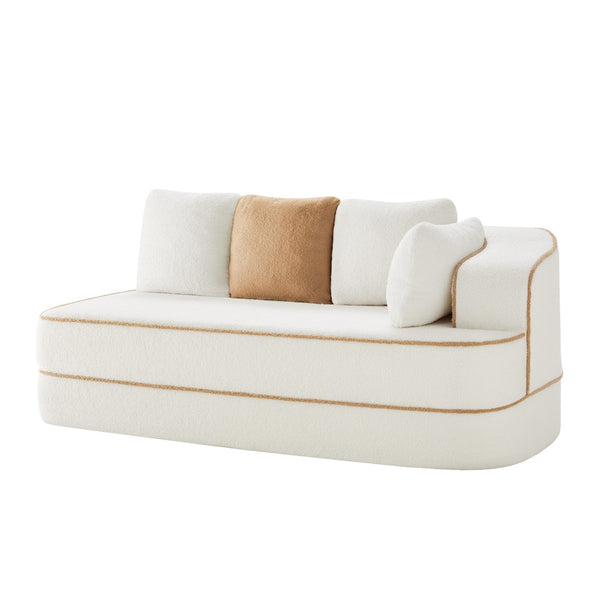 English Elm Elysees Modular Cloud Sofa Plush Teddy Velvet Ergonomic Living Room Seating White Right 2-seater W714P360905
