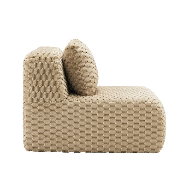 English Elm Armless Modular Lounge Sofa Flannelette Upholstery Deep Seat Scandinavian Living Room Light Camel W714P377082