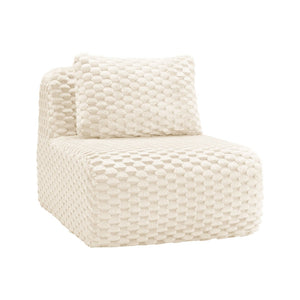 English Elm Armless Modular Lounge Sofa Flannelette Upholstery Deep Seat Scandinavian Living Room White W714P377088