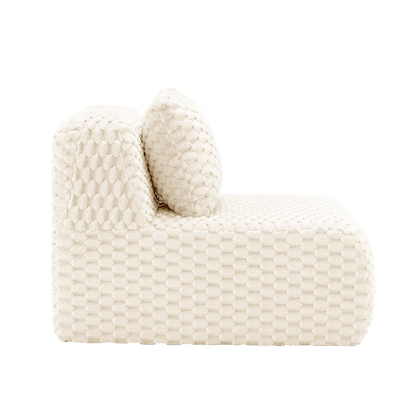 English Elm Armless Modular Lounge Sofa Flannelette Upholstery Deep Seat Scandinavian Living Room White W714P377088