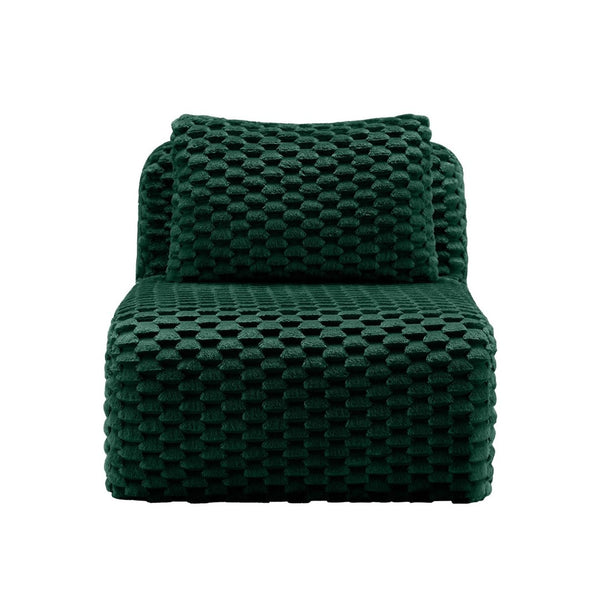 English Elm Armless Modular Lounge Sofa Flannelette Upholstery Deep Seat Scandinavian Living Room Green W714P377095