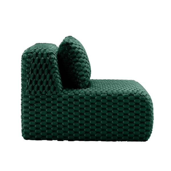English Elm Armless Modular Lounge Sofa Flannelette Upholstery Deep Seat Scandinavian Living Room Green W714P377095