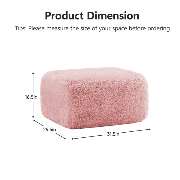 English Elm Aviana Modular Plush Ottoman Linkable Sectional Piece with Cloud Comfort Foam Pink W714P380198