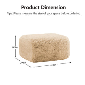 English Elm Aviana Modular Plush Ottoman Linkable Sectional Piece with Cloud Comfort Foam Light Khaki W714P380202