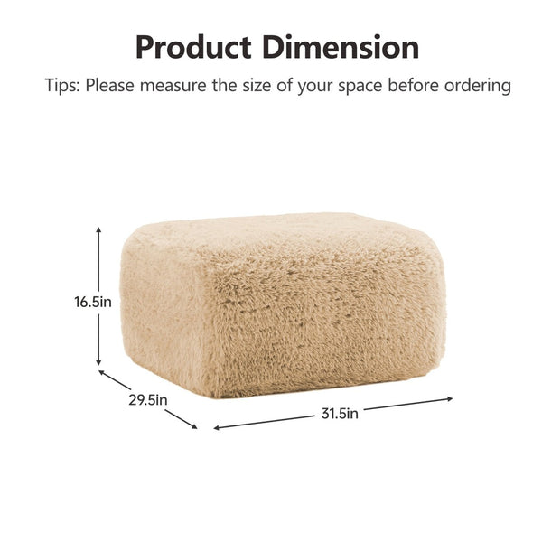 English Elm Aviana Modular Plush Ottoman Linkable Sectional Piece with Cloud Comfort Foam Light Khaki W714P380202