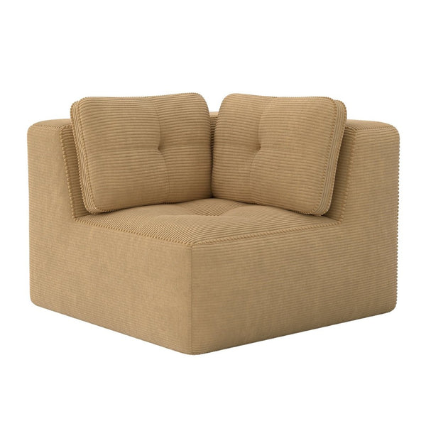 English Elm Ottoman Modular Corduroy Accent Piece with Curved Armrests for Living Room Seating W714P417397