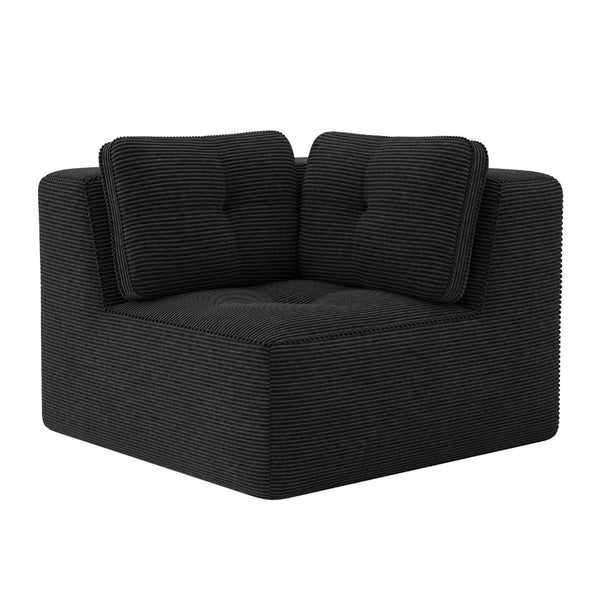 English Elm Ottoman Modular Corduroy Accent Piece with Curved Armrests for Living Room Seating Black W714P417398