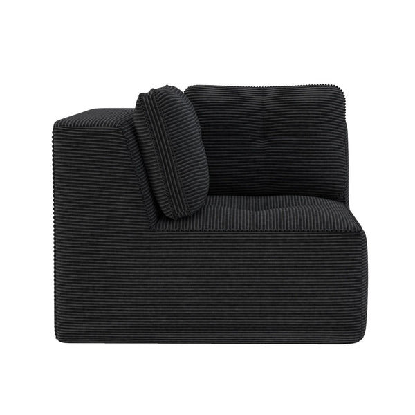 English Elm Ottoman Modular Corduroy Accent Piece with Curved Armrests for Living Room Seating Black W714P417398
