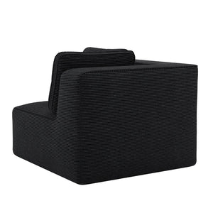 English Elm Ottoman Modular Corduroy Accent Piece with Curved Armrests for Living Room Seating Black W714P417398