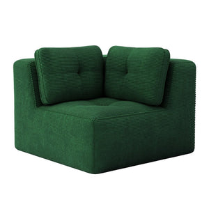 English Elm Ottoman Modular Corduroy Accent Piece with Curved Armrests for Living Room Seating Green W714P417399