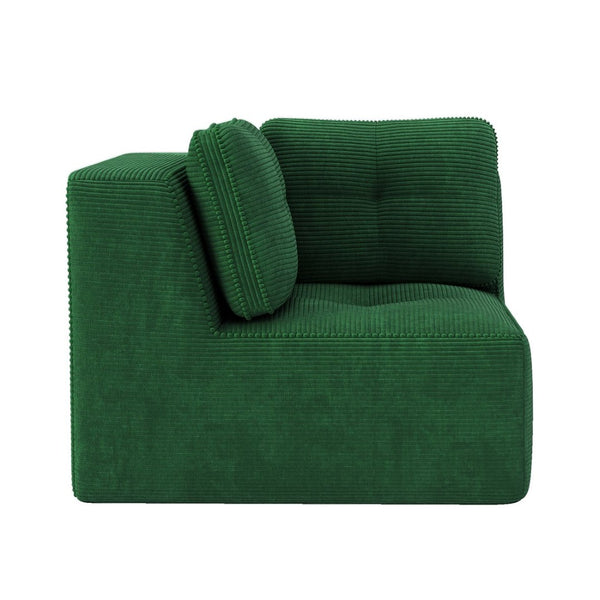 English Elm Ottoman Modular Corduroy Accent Piece with Curved Armrests for Living Room Seating Green W714P417399