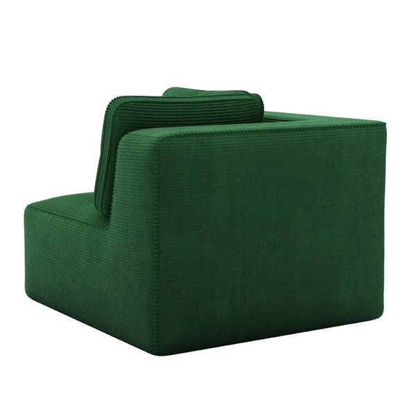 English Elm Ottoman Modular Corduroy Accent Piece with Curved Armrests for Living Room Seating Green W714P417399