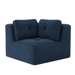 English Elm Ottoman Modular Corduroy Accent Piece with Curved Armrests for Living Room Seating Blue W714P417400