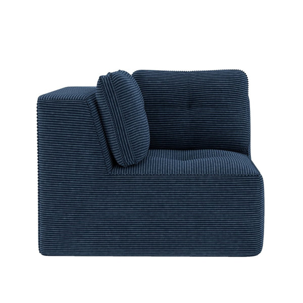 English Elm Ottoman Modular Corduroy Accent Piece with Curved Armrests for Living Room Seating Blue W714P417400